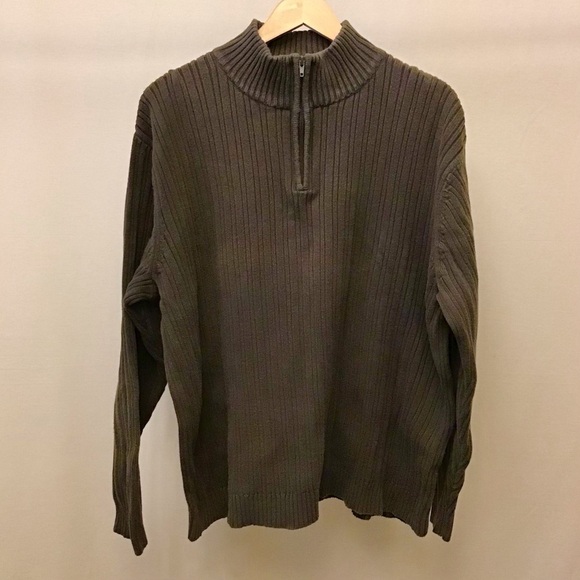 Wilke-Rodriguez XXL 100% Cotton Sweater Olive Army Green Color Pullover Zip - Picture 3 of 9